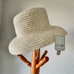 San Diego Hat Company Classic Straw Sun Hat Women’s One Size Tan Cream Beach NWT